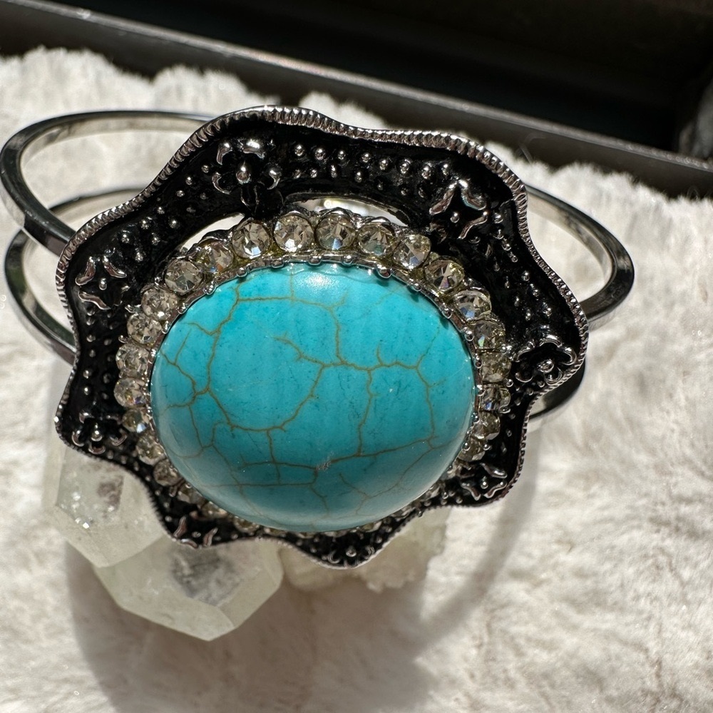Turquoise Silver Bangle Bracelet